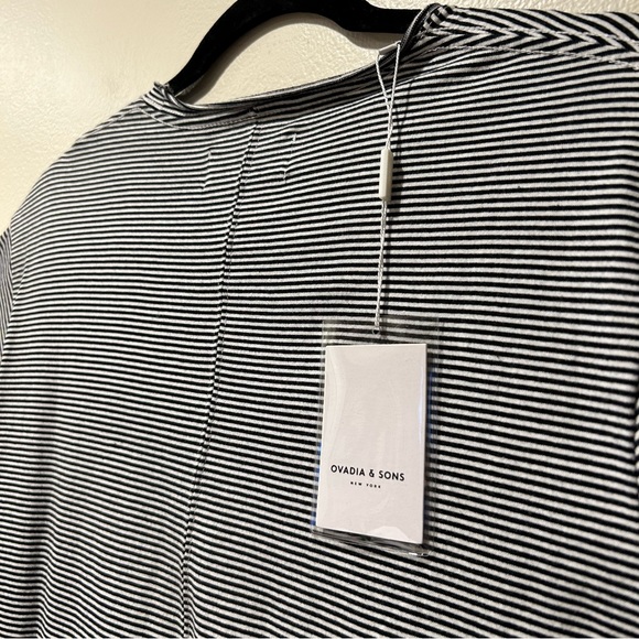 NWT Ovadia&Sons brand men's tee contrast stripe white black T-shirt, size medium - Picture 7 of 9